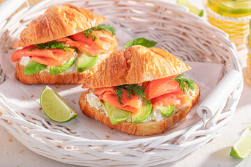 Healthy and homemade french croissant in spring morning.
