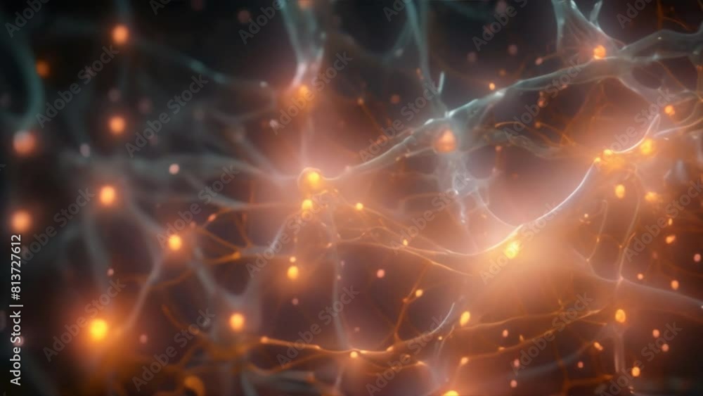 Poster network of interconnected neural pathways, pulsating with vibrant energy,