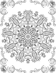 Printable Mandala Coloring Page for Adults. Educational Resources for School for Kids. Adults Coloring Book. Mandala Coloring Activity Worksheet.