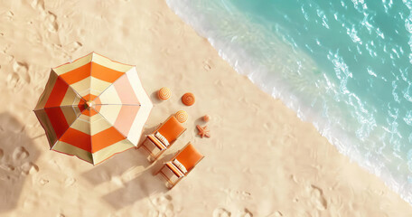 Naklejka premium summer camp beach top view 