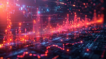 Fototapeta premium Analytical Style Abstract glowing Financial Chart Stock Image