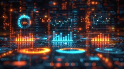 Obraz premium Analytical Style Abstract glowing Financial Chart Stock Image