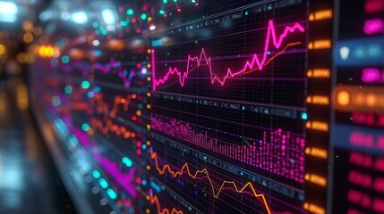 Obraz premium Analytical Style Abstract glowing Financial Chart Stock Image