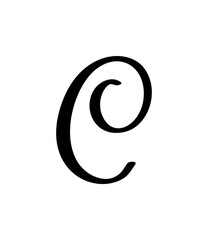 Hand drawn vector calligraphy letter C. Script font logo. Handwritten brush style flourish