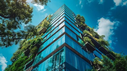 Modern Eco-Friendly Glass Building in a Sustainable City