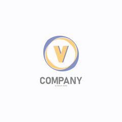 Letter V logo. Initial flat letter logo design template