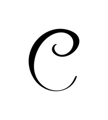 Obraz premium Hand drawn vector calligraphy letter C. Script font logo. Handwritten brush style flourish