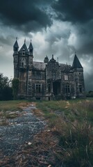 Obraz premium Haunted Castle in a Dark and Terrifying Horror Night