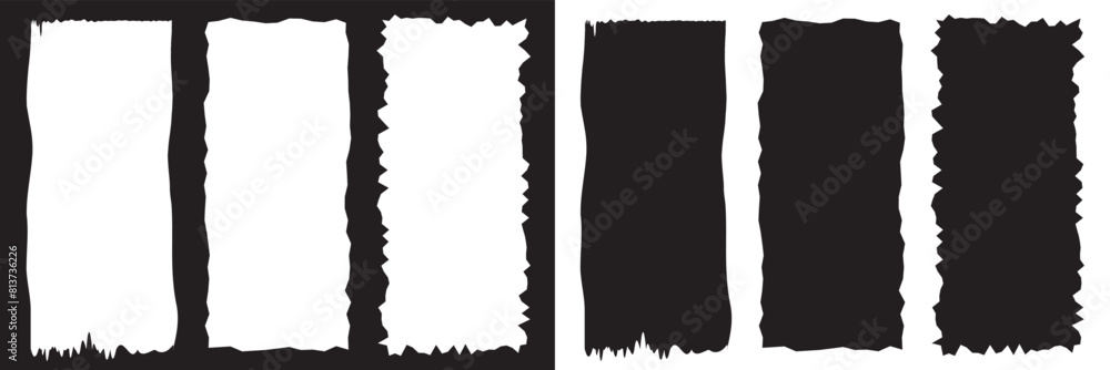 Poster rectangle geometric shape frame with wavy edges .zigzag wavy edge rectangle shapes elements set. vec