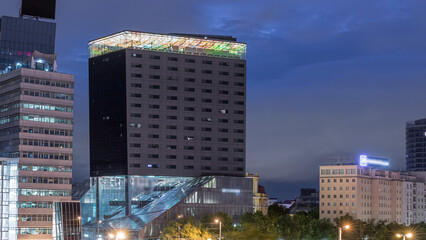 The Schwedenplatz is a square in central Vienna, located at the Danube Canal aerial night to day timelapse