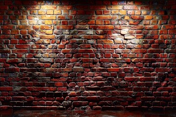 Brick wall with light and shadow, grunge background. texture. Brick background. Copy space. 
