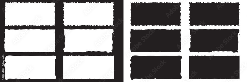 Aufkleber rectangle geometric shape frame with wavy edges .zigzag wavy edge rectangle shapes elements set. vec
