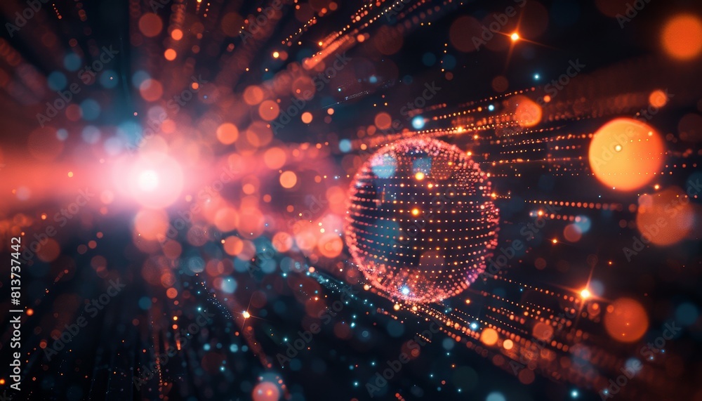 Aufkleber abstract digital technology background with glowing orbs and abstract shapes.