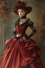 Fototapeta premium Medieval fashion. Victorian style clothes woman portrait 