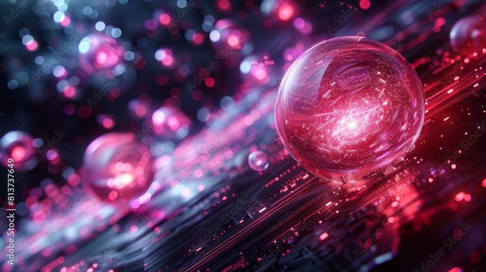 Aufkleber abstract digital technology background with glowing orbs and abstract shapes.