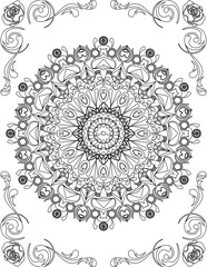 Printable Mandala Coloring Page for Adults. Educational Resources for School for Kids. Adults Coloring Book. Mandala Coloring Activity Worksheet.