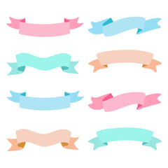 Set of ribbon for banner. Collection of vector ribbons in flat style.