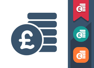 Coins Icon. Coin, Coin Stack, Stack Of Coins, Pound