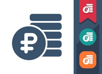 Coins Icon. Coin, Coin Stack, Stack Of Coins, Ruble, Rouble