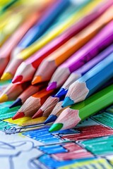 multi-colored pencils close-up. Selective focus