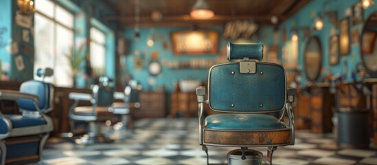 Barbershop Interior with Defocused Blurred Background