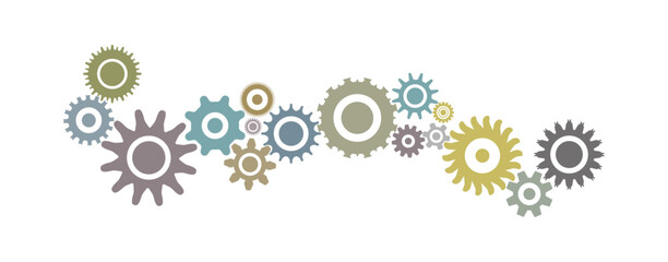 Metal color round business cogwheels set vector graphic. Gears set illustration to use for technology, business, mechanics and engineering projects.
