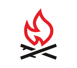 Bonfire. Simple vector icon. lighting a fire is dangerous, fire hazard symbol