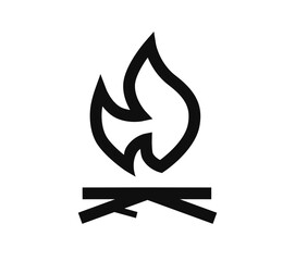 Bonfire. Simple vector icon. lighting a fire is dangerous, fire hazard symbol