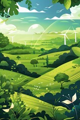 concept of nature conservation windmill energy from the air. Selective focus
