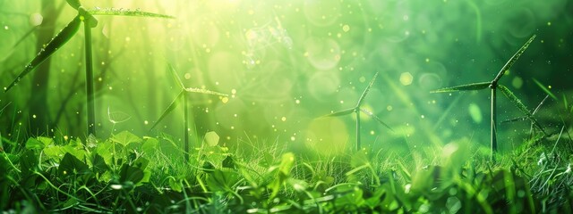 Fototapeta premium concept of nature conservation windmill energy from the air. Selective focus