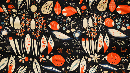 vintage 1930's martian pattern print barkcloth fabric pattern poster background