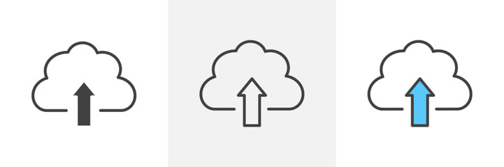 Cloud Upload Icon Set. Vector Icons for Cloud Data Storage Server.