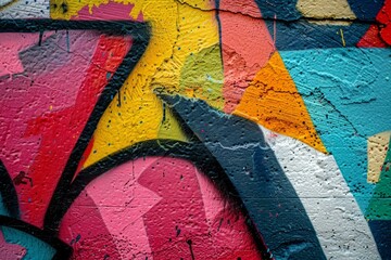 Closeup of colorful graffiti enhancing an urban wall with bold street art expressions