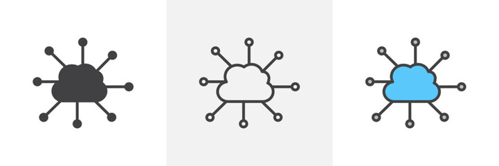 Network cloud icon set. Icons for internet technology and cloud APIs.