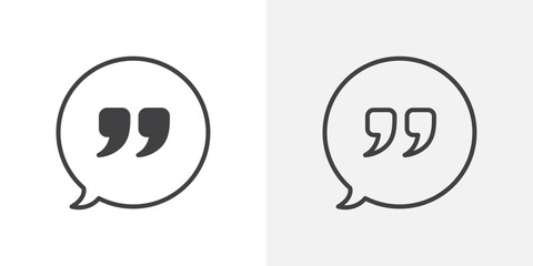 Comment quote icon set. Icons for definitions, descriptions, speech bubbles, and feedback.