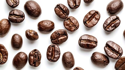 Top view coffee beans isolated on white background artificial intelligence