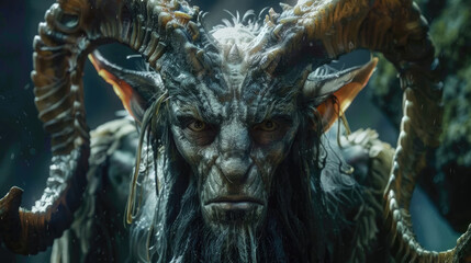 Faun portrait. Professional makeup for filming. Fantasy character