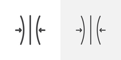 Compress icon set. Pressure vector symbol. Compact and push sign. Flexibility symbol. Shock reducer icon.