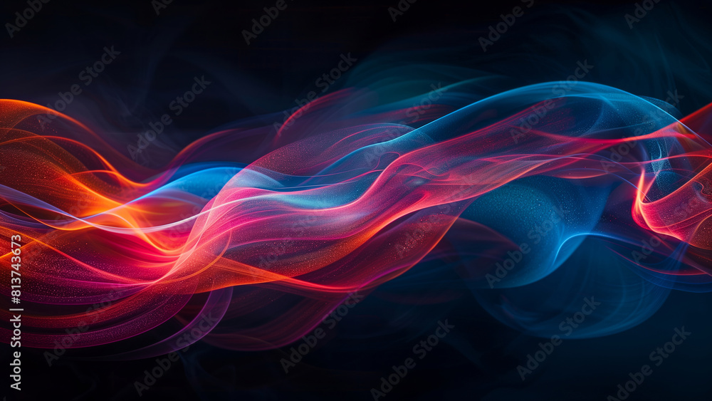 Poster vibrant abstract wave design in blue and red tones for dynamic backgrounds and graphic art concepts 