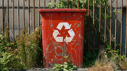 Obraz premium environmental protection sign on a garbage can. selective focus