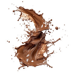 Chocolate drops and splashes isolated on white background.