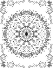 Printable Mandala Coloring Page for Adults. Educational Resources for School for Kids. Adults Coloring Book. Mandala Coloring Activity Worksheet.