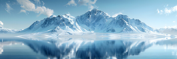 Tranquil Waters Reflecting Majestic Snow Capped Mountains   Symmetry in Nature Concept
