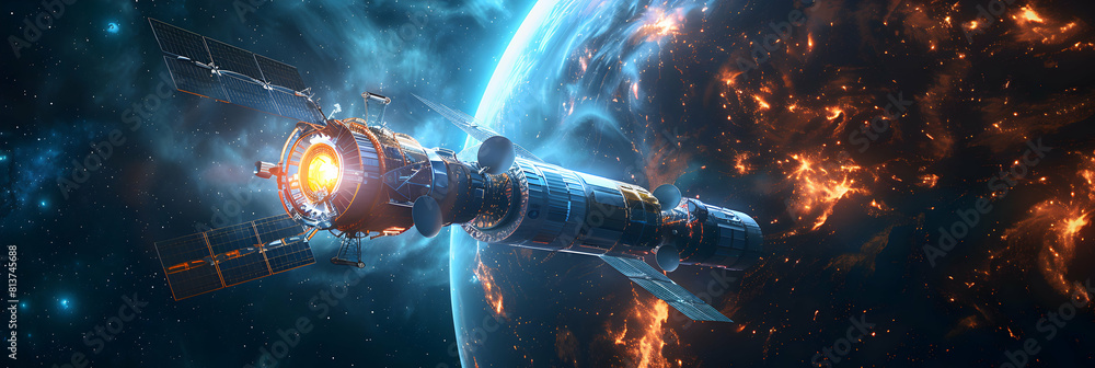 Poster cutting edge space navigation systems: navigating complex orbital paths for spacecraft photo realist