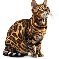 Clipart illustration of a bengal cat breeds on a white background. Suitable for crafting and digital design projects.[A-0001]