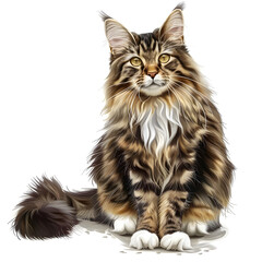 Clipart illustration of maine coon cat breeds on a white background. Suitable for crafting and digital design projects.[A-0003]