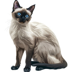 Clipart illustration of siamese cat breeds on a white background. Suitable for crafting and digital design projects.[A-0004]