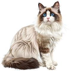 Clipart illustration of ragdoll cat breeds on a white background. Suitable for crafting and digital design projects.[A-0003]