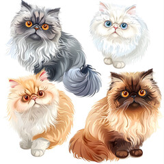 Clipart illustration of persian cat breeds on a white background. Suitable for crafting and digital design projects.[A-0007]