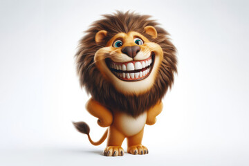 Obraz premium a funny Lion with a big smile and big teeth on a white background